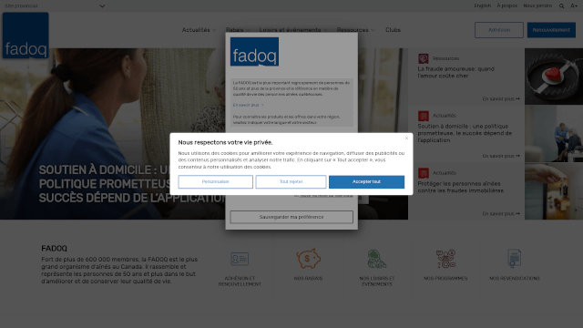 Screenshot of fadoq.ca
