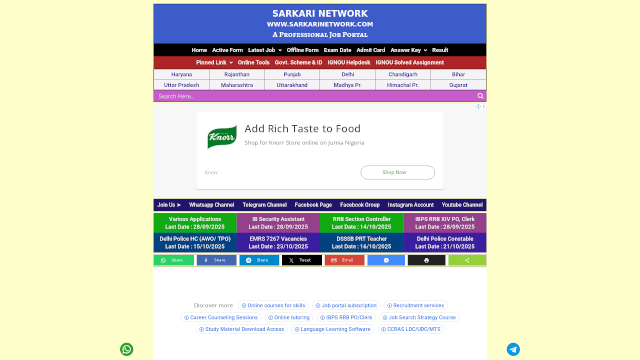 Screenshot of sarkarinetwork.com