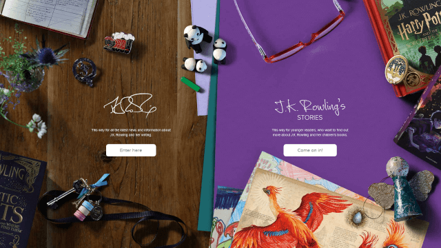 Screenshot of jkrowling.com