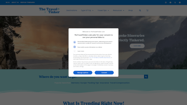 Screenshot of thetraveltinker.com