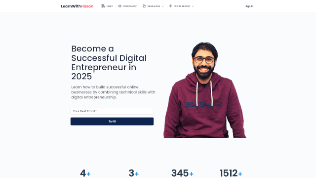 Screenshot of learnwithhasan.com
