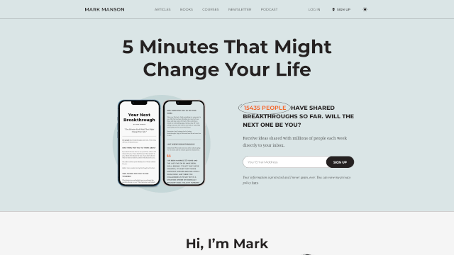 Screenshot of markmanson.net