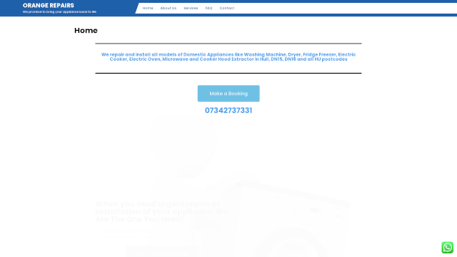 Screenshot of orangerepairs.co.uk