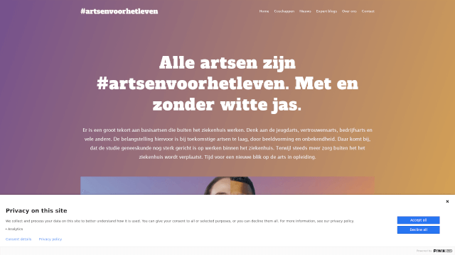 Screenshot of artsenvoorhetleven.nl