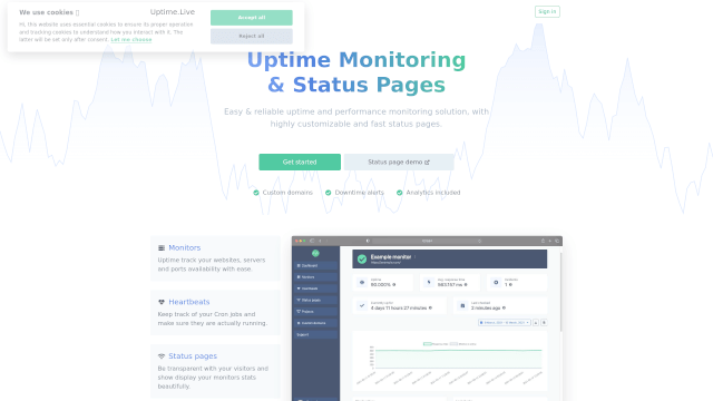 Screenshot of uptime.live