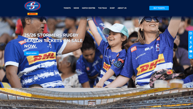 Screenshot of stormers.co.za
