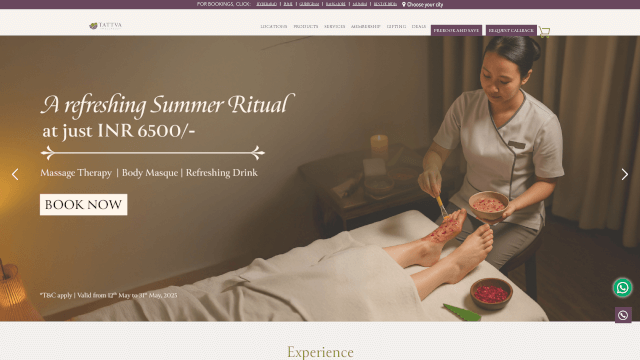 Screenshot of tattvaspa.com