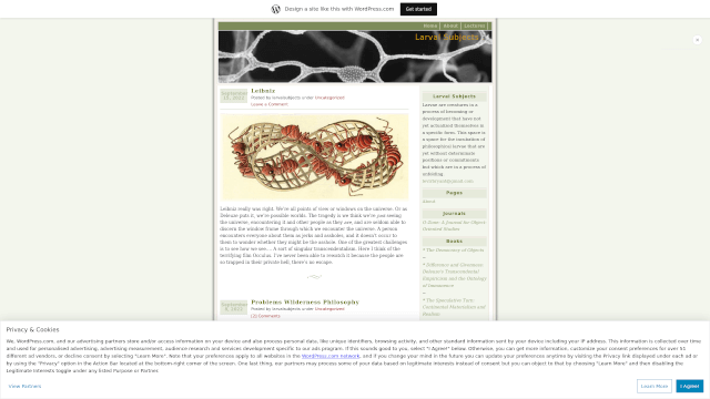 Screenshot of larvalsubjects.wordpress...